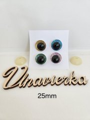 Oči s pojistkou  glitrové 25mm mix fareb
