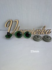 Oči s pojistkou glitrové 25mm zelene